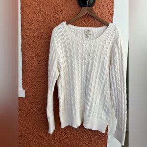 St Johns Bay Women's Ivory Cable Knit Crew Neck Sweater Size 0X Cotton Blend
